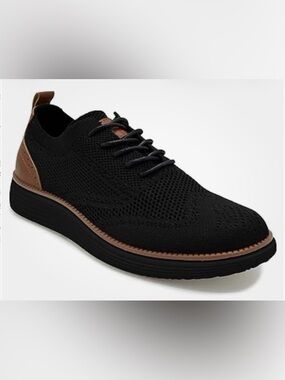 Men's Black Knit Derby with Brown Accents